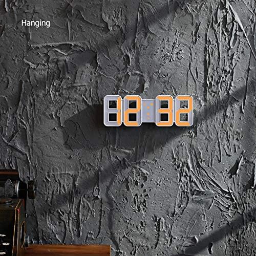 mooas 3D Pure mini Orange LED Clock, 8.5" Multi-Function, Wall/Table - Image 3