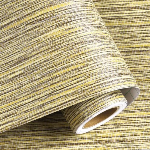 Grasscloth Peel and Stick Wallpaper Beige Gold Linen Textured Wallpaper by HelloWall