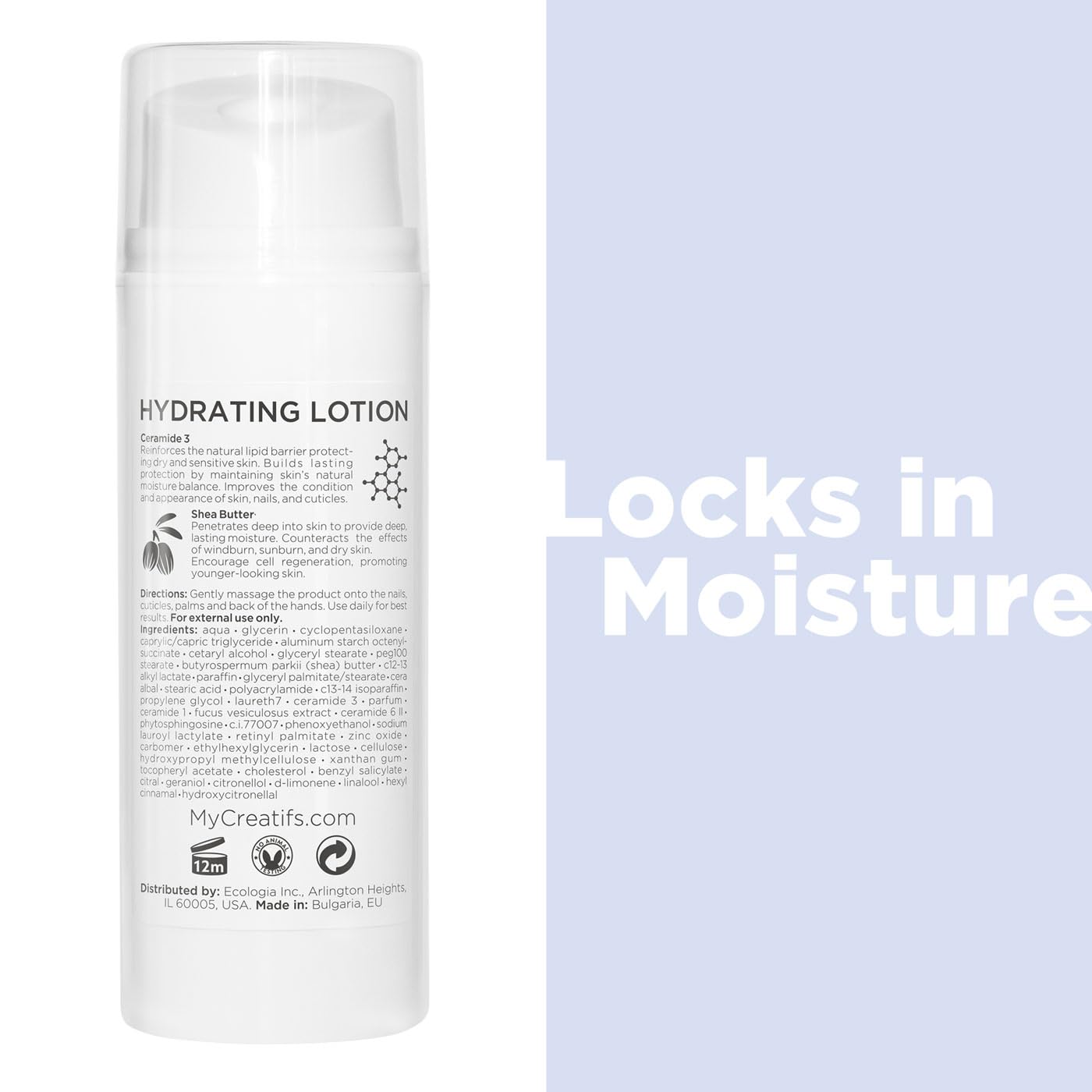 Hydrating Lotion for Dry Hands, Nails, and Cuticles, 3.4 fl. oz., Daily Moisturizing Skincare for Soft, Sensitive Skin with Shea Butter and Ceramides