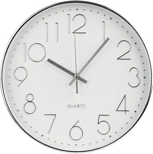Wall Clock 12 Inch Non-Ticking Silent Modern Simple Style Round Decor Clock by BAKBRAND