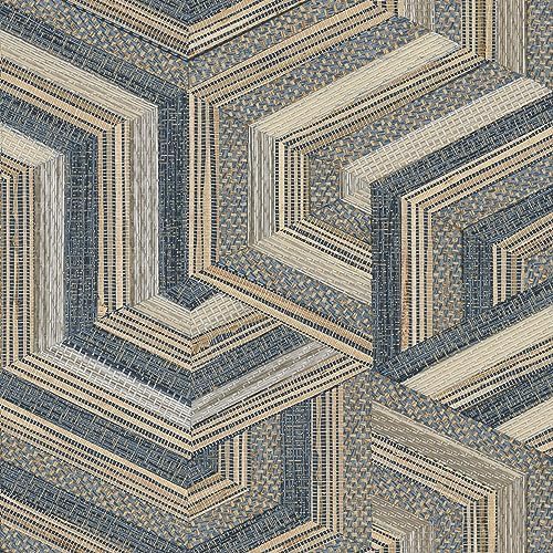 RoomMates Geo Puzzle Faux Grasscloth Peel and Stick Wallpaper by RoomMates
