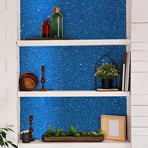 CHIHUT Sparkle Blue Glitter Wallpaper Peel and Stick Glitter Contact Paper - Image 6