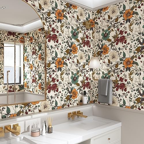 Danodoi Yellow Vintage Floral Peel and Stick Wallpaper 17.5" x 197" - Image 4