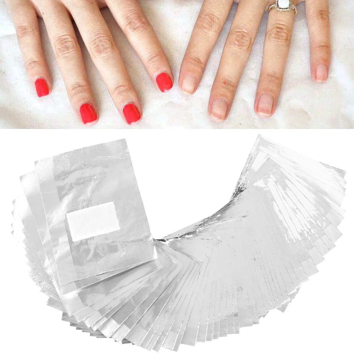 500Pcs Nail Polish Remover Gel Nail Foil Wraps Aluminium Soak Off Foils Cotton Pads Gel Nail Polish Wraps Removal Tool Kit Finger Nail Polish Remover with Lint Free Lager Cotton Pad(500PCS)