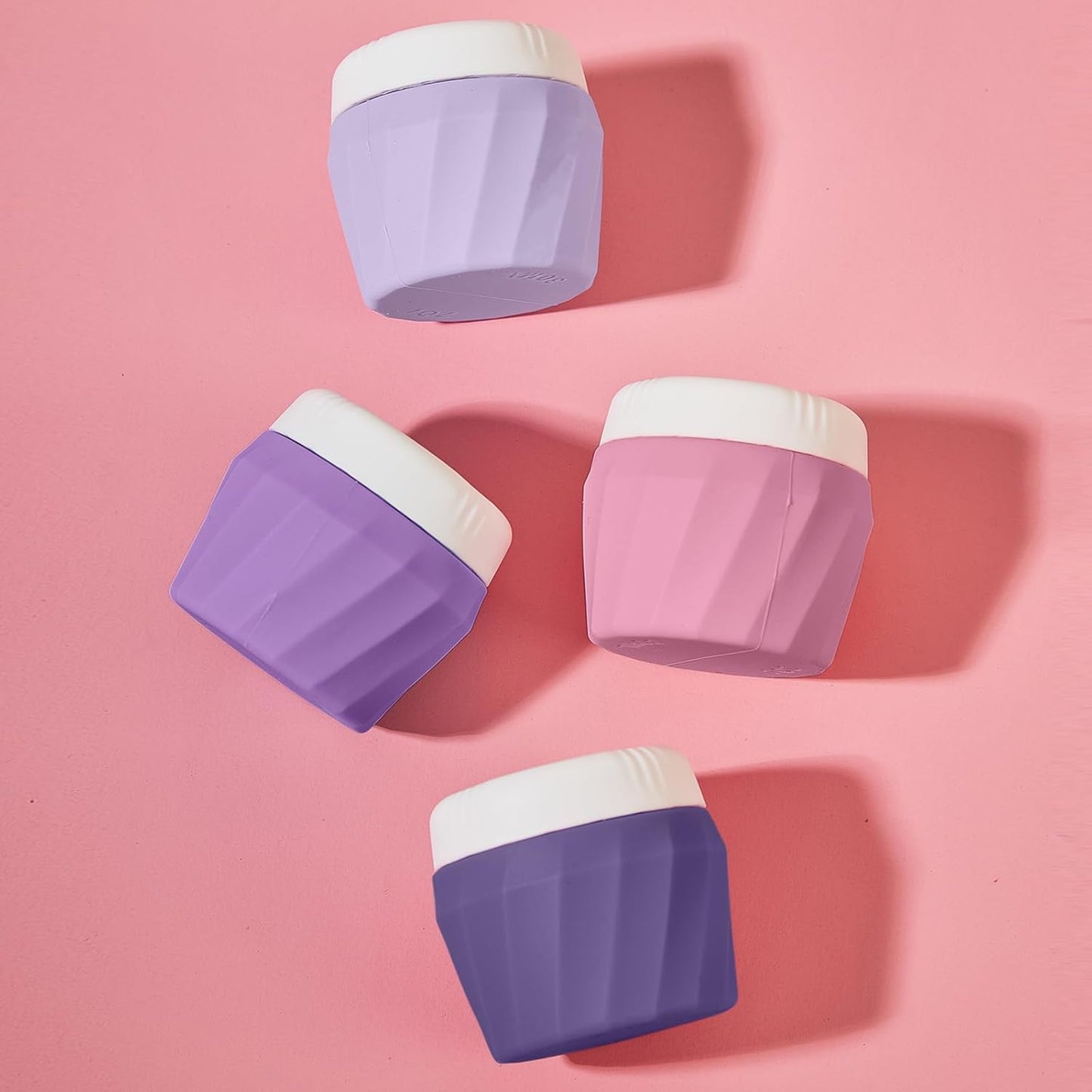 Travel Containers for Toiletries, Premium Silicone Cosmetic Cream Jars, TSA Approved Leak-Proof Refillable Travel Size Toiletries with Clear Bag for Cosmetic Face Body Cream (Purple, 1OZ)