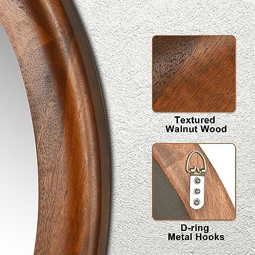 Round Wood Mirrors 30 Inch, Rustic Decorative Wall Mirror - Image 5