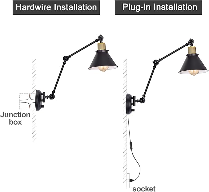 TRLIFE Plug in Wall Sconces, Dimmable Wall Sconce Swing Arm Wall Lights Plug in - Image 6