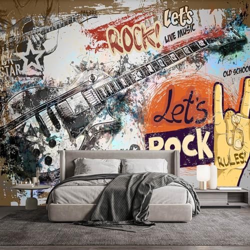 YQWDMX -Vintage Graffiti Hand-Painted Wall Bedroom Mural XT17 L 180" x 115" - Image 2