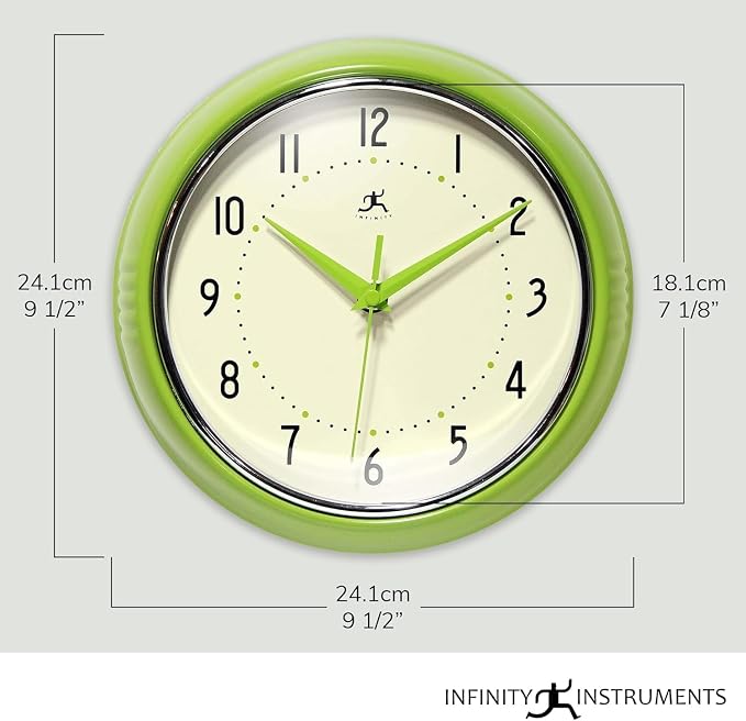 Infinity Instruments Retro 9 inch Silent Sweep Non-Ticking Mid Century Modern - Image 2