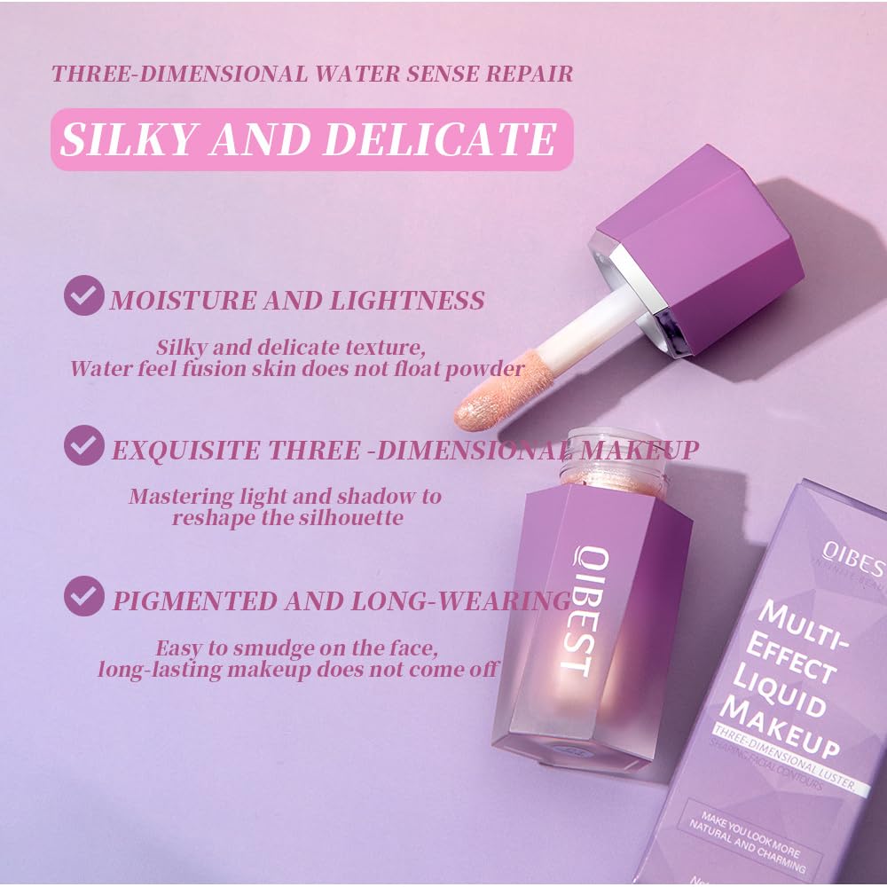 Soft Liquid Contour Stick, Liquid Face Bronzer Stick Built-in Sponge Tip, Cool Toned Liquid Contour for Women and Girl, Lightweight Blendable Cream Bronzer Stick Makeup,06 Brown