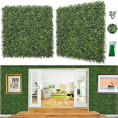 Bybeton 24pk 20x20 Boxwood Grass Wall UV-Anti Privacy Fence by BYBETON