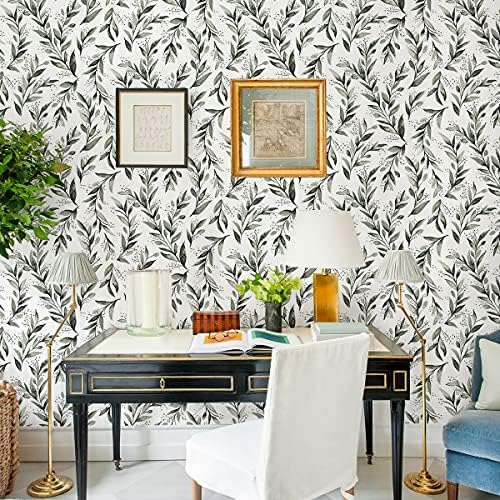 Livebor Green Leaf Wallpaper Peel and Stick Olive Wallpaper17.7” x 236.2” - Image 6
