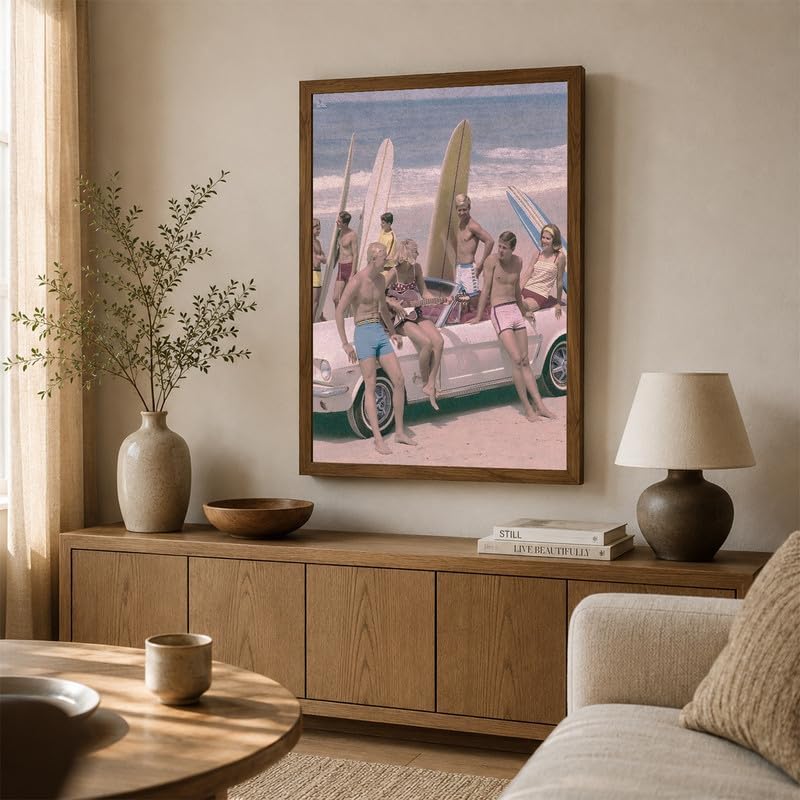 InkFlow Posters Surfers on a Beach Canvas Poster - Image 4