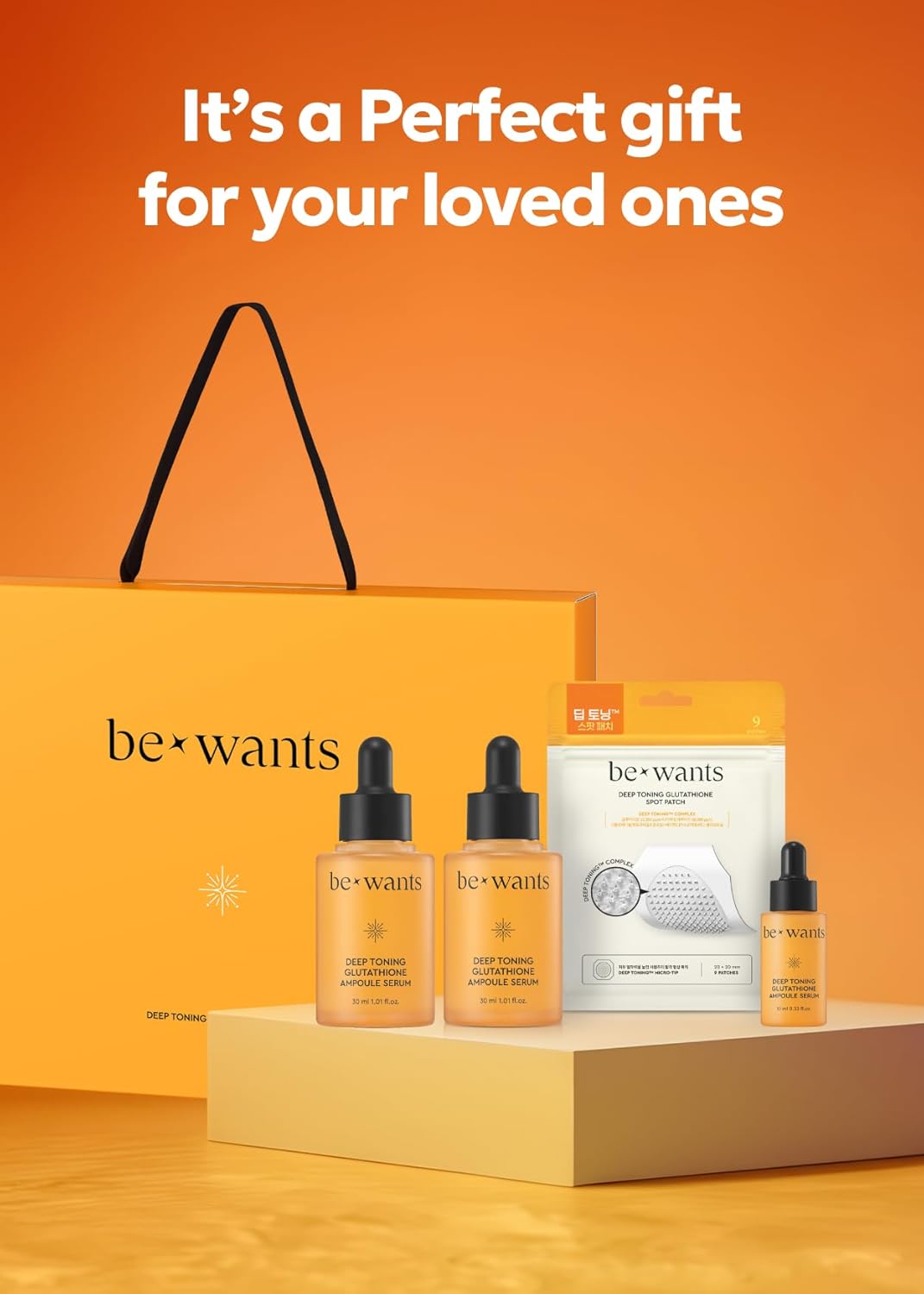 [K-Beauty] Bewants Deep Toning Glutathione Ampoule Serum | Korean Skincare with Vitamin C & Calendula Extract, 1.01 fl.oz & Bewants Deep Toning Glutathione Spot Patch