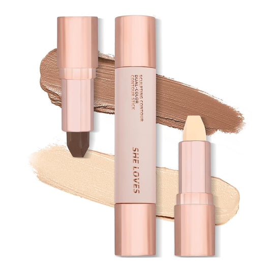 Contour Stick, Highlighter Makeup, 2 in 1 Cream Bronzer Stick-Blendable, Moisturizing Formula-Lanolin, Beeswax, Smooth Waterproof Long-lasting Effect, Buildable Contour Stick Makeup For Face (02#)