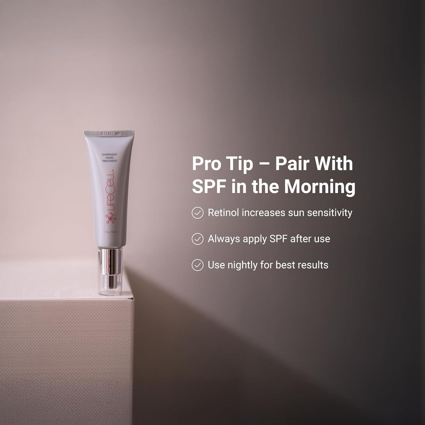 LifeCell Retinol + Vitamin C Overnight Hand Treatment – Anti-Aging Hand Cream for Dark Spots, Wrinkles & Dry Skin – Moisturizing Night Repair with Argan Oil – 1.7oz