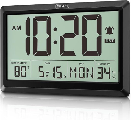 XREXS 10.4 Inch Digital Wall Clock, Battery Operated Large Display Clock by XREXS