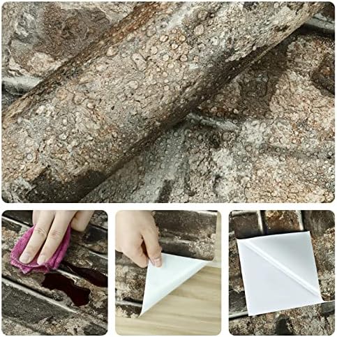 Brown Brick Wallpaper Peel and Stick Bedroom Vintage Faux Brick Contact Paper - Image 6