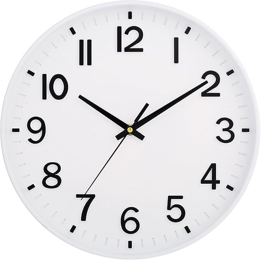 HZDHCLH White Wall Clocks Battery Operated 12 inch Silent Non Ticking Modern by HZDHCLH
