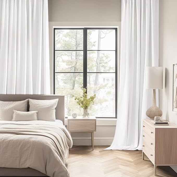 MIULEE Pure White Back Tab Blackout Curtains 84 Inch Length 2 Panels Set - Image 2