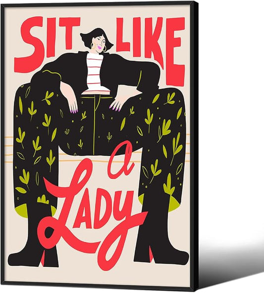 Funky Feminist Wall Art Vintage Trendy Equal Rights Canvas Poster 16x24 inch by Medpol