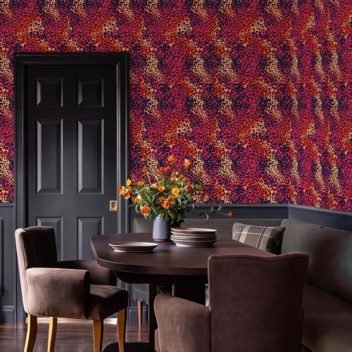 JiffDiff Hot Pink Leopard Print Peel and Stick Wallpaper, 17.3" x 120" - Image 3