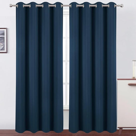 LEMOMO Blackout Curtains 52 x 90 Inch Long Navy Blue Curtains Set of 2 Panels by Lemomo