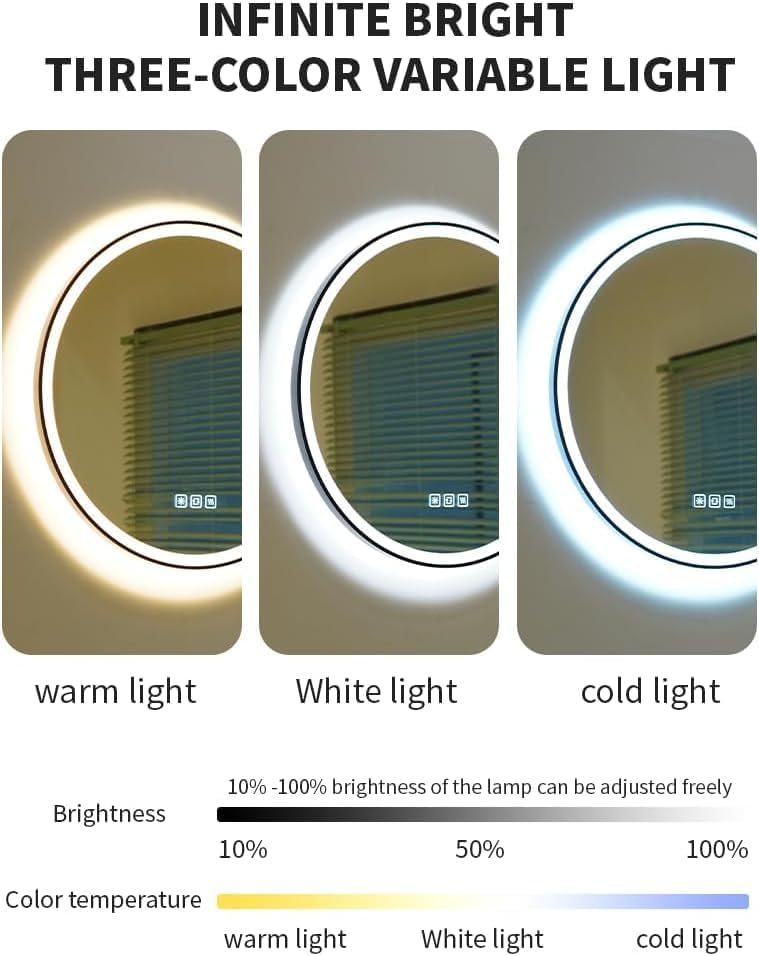 FLJ 28X28 inch Round LED Bathroom Mirror - Image 5
