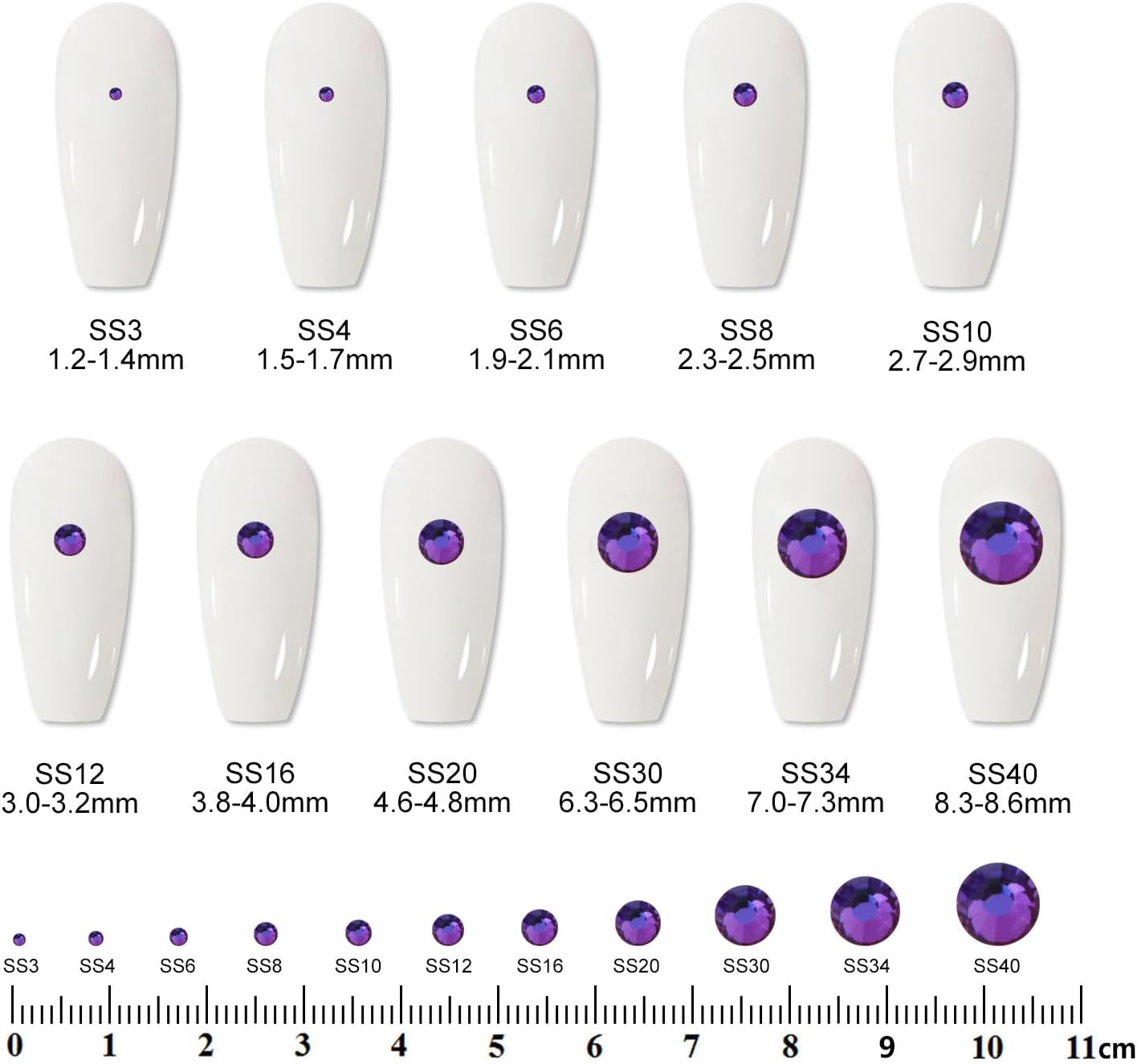 2000 PCS SS16 Flatback Rhinestones,12-Facet Diamond-Cut Glass Gems for Nail Art,Clothing,DIY Crafts,Glue-On Decoration Stones with Silver Backing,Purple Velvet