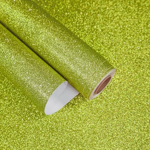 Lime Green Glitter Contact Paper Sparkle Wall Paper 15.7"x472" by EaseStick