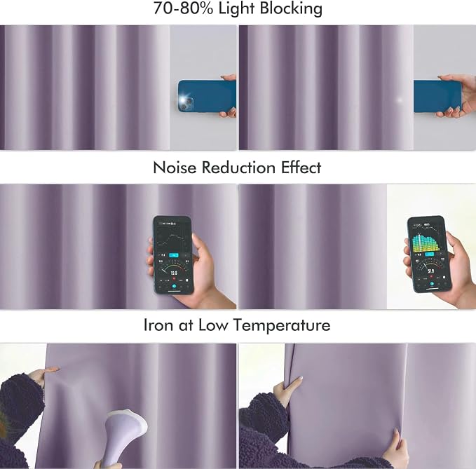 MIULEE Lilac Back Tab Blackout Curtains 108 Inch Long 2 Panels Set - Image 5