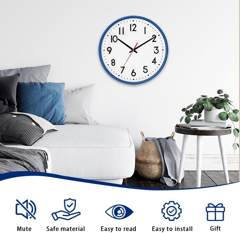 10 Inch Wall Clock Battery Operated Silent Non Ticking Quartz - Image 2