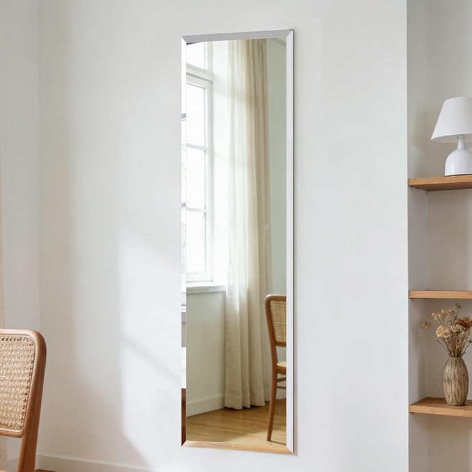 Frameless Mirror Full Length 64”x21”| Wall Mount Mirror Full Length Beveled by Erpele