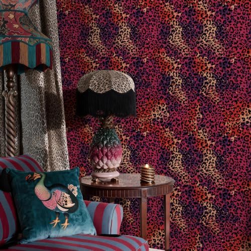 JiffDiff Hot Pink Leopard Print Peel and Stick Wallpaper, 17.3" x 120" - Image 5