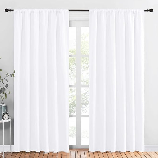 NICETOWN White Curtains, 50% Light Blocking Curtain Panels by NICETOWN