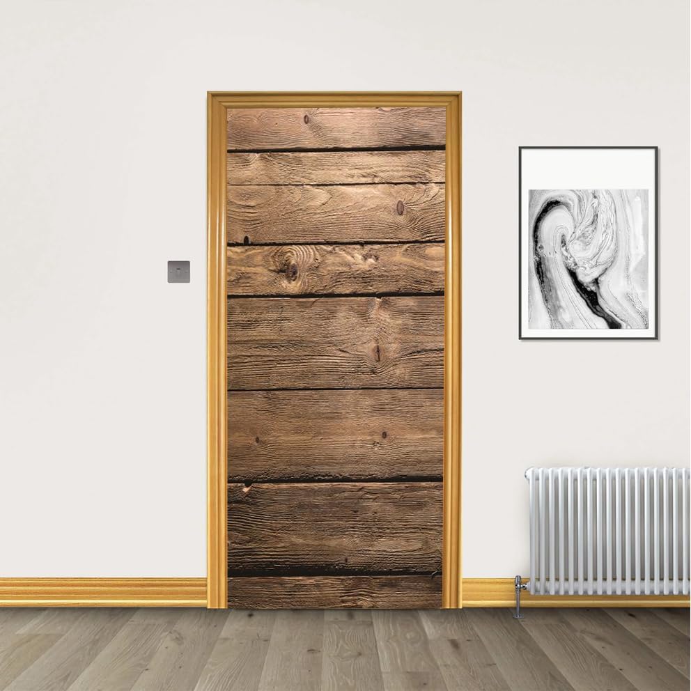 Removable Door Mural Decal, Self-Adhesive Wooden Door Wallpaper, Peel & Stick - Image 3