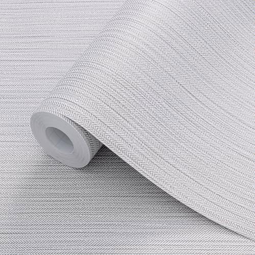 FUKU MON Matte Light Grey Peel and Stick Wallpaper Smooth Flat Printed V-Shaped by MeetyourallDIYneeds