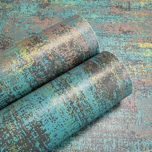 HueBurst 17.3"x 480" Metallic Wallpaper Peel and Stick Blue Gold Wallpaper - Image 4