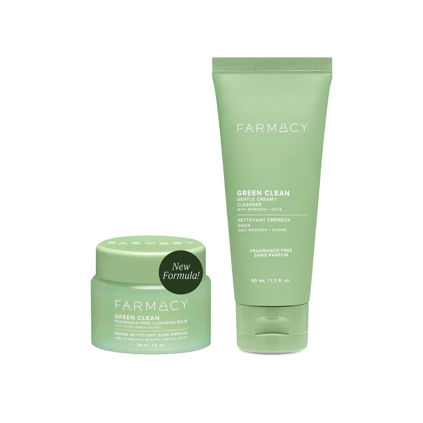 Farmacy Gentle Double Cleanse Skincare Gift Set - Fragrance-Free Gentle Creamy Face Cleanser & Makeup Remover Cleansing Balm - Melts Away Makeup & Helps Promote Healthy Skin (2 Count)