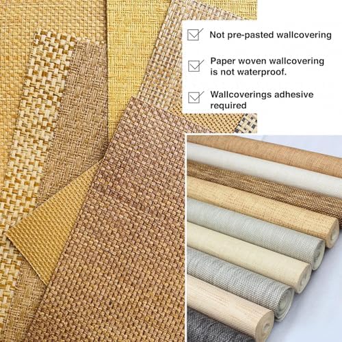 Grasscloth Wallpaper Textured Woven Wallcovering, Natural Plant Fiber Contact - Image 2
