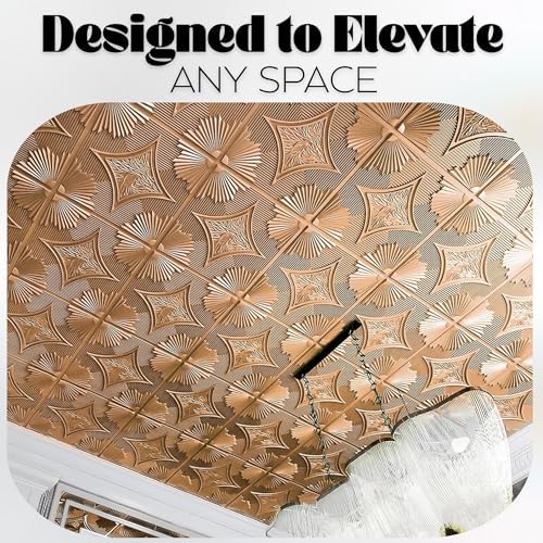 Art3d PVC Drop Ceiling Tiles 24x24 in, 48 Sq.Ft, Classic Bronze - Image 5