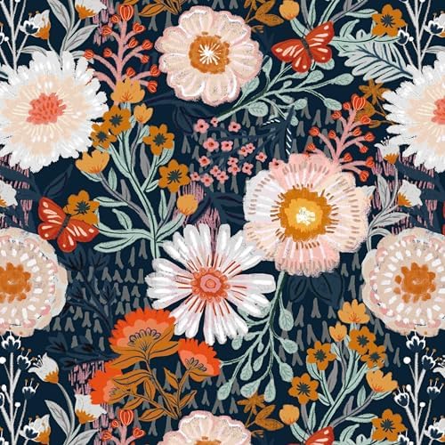 Dimoon 394"x17.3" Pink Orange Vibrant Floral Contact Paper Peel and Stick by DIYYOURMOON