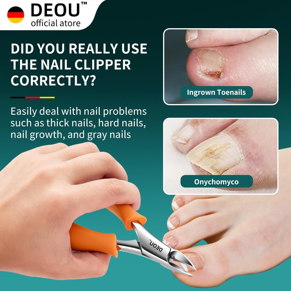 Podiatrist Toenail Clippers Ingrown Toenail Tools for Thick Nails and Inlaid Nails,Manicure and Pedicure Clippers,Heavy Duty Nail Clippers, Pedicure Tools (Orange)