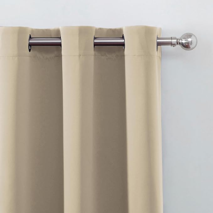 LEMOMO Blackout Curtains 40 x 63 inch/Beige Curtains Set of 2 Panels/Thermal - Image 7
