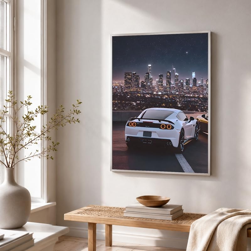 InkFlow Posters City Skyline Sports Car Canvas Poster - Image 3
