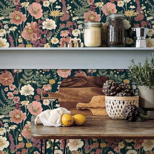 EchoSphere Floral Peel and Stick Wallpaper Boho Vintage Floral Wall Paper - Image 3