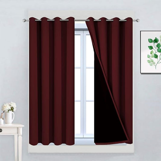 Yakamok 100% Blackout Curtains for Bedroom, Thermal Insulated 2-Layer Lined by Yakamok