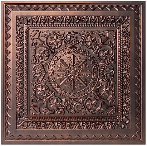 Art3d 24-Pack PVC Drop Ceiling Tiles, 2 x 2 ft, Antique Copper by Art3d