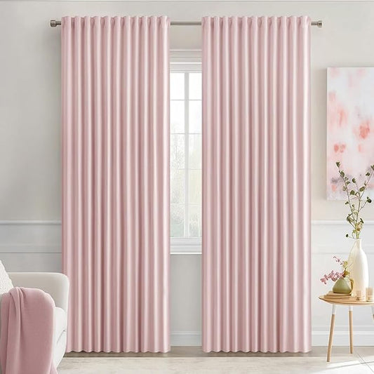 MIULEE Baby Pink Back Tab Blackout Curtains 84 Inch Length 2 Panels Set by MIULEE