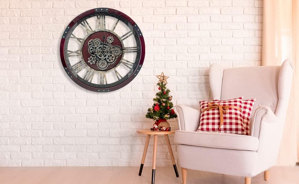 24" Original Moving Gears Wall Clock, Large Industrial Wall Clock - Image 2